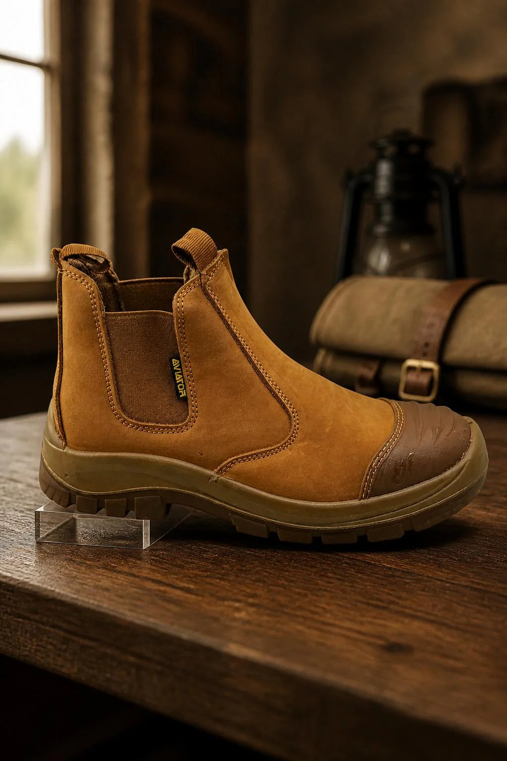Men's Steel Toe Chelsea Safety Boots — Slip-On, Elastic Panels | AV-1124