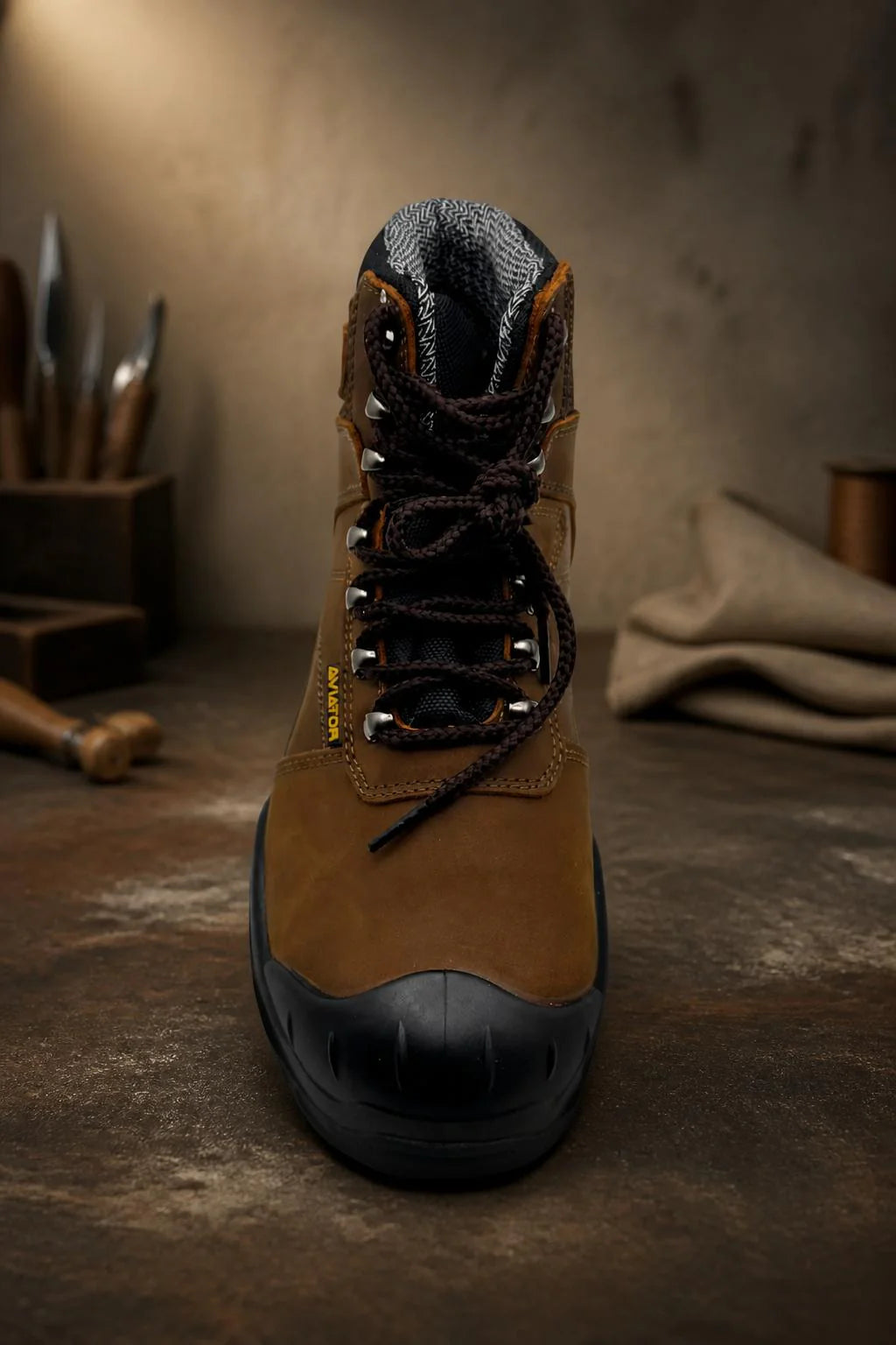 Men's Steel Toe Safety Work Boots — Lace-Up & Padded Collar | AV-1324