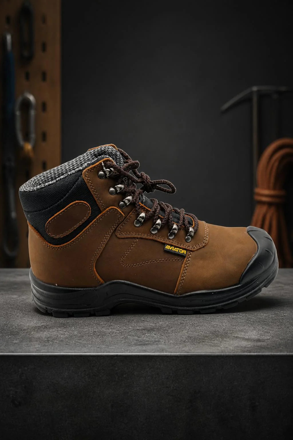 Men's Steel Toe Safety Work Boots — Lace-Up & Padded Collar | AV-1324