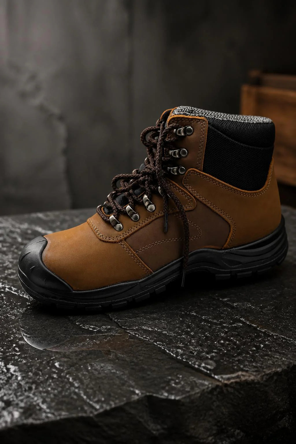 Men's Steel Toe Safety Work Boots — Lace-Up & Padded Collar | AV-1324