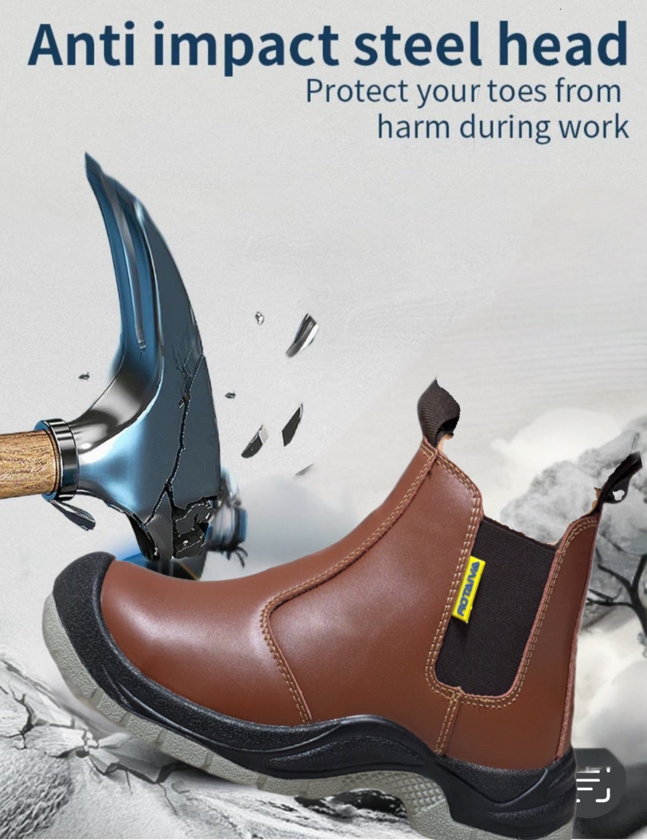 Men's Aviator Workwear Safety Shoes, Professional Steel Toe & Puncture Proof with Air Cushioned & Non Slip Sole - Breathable Shock-Absorbing