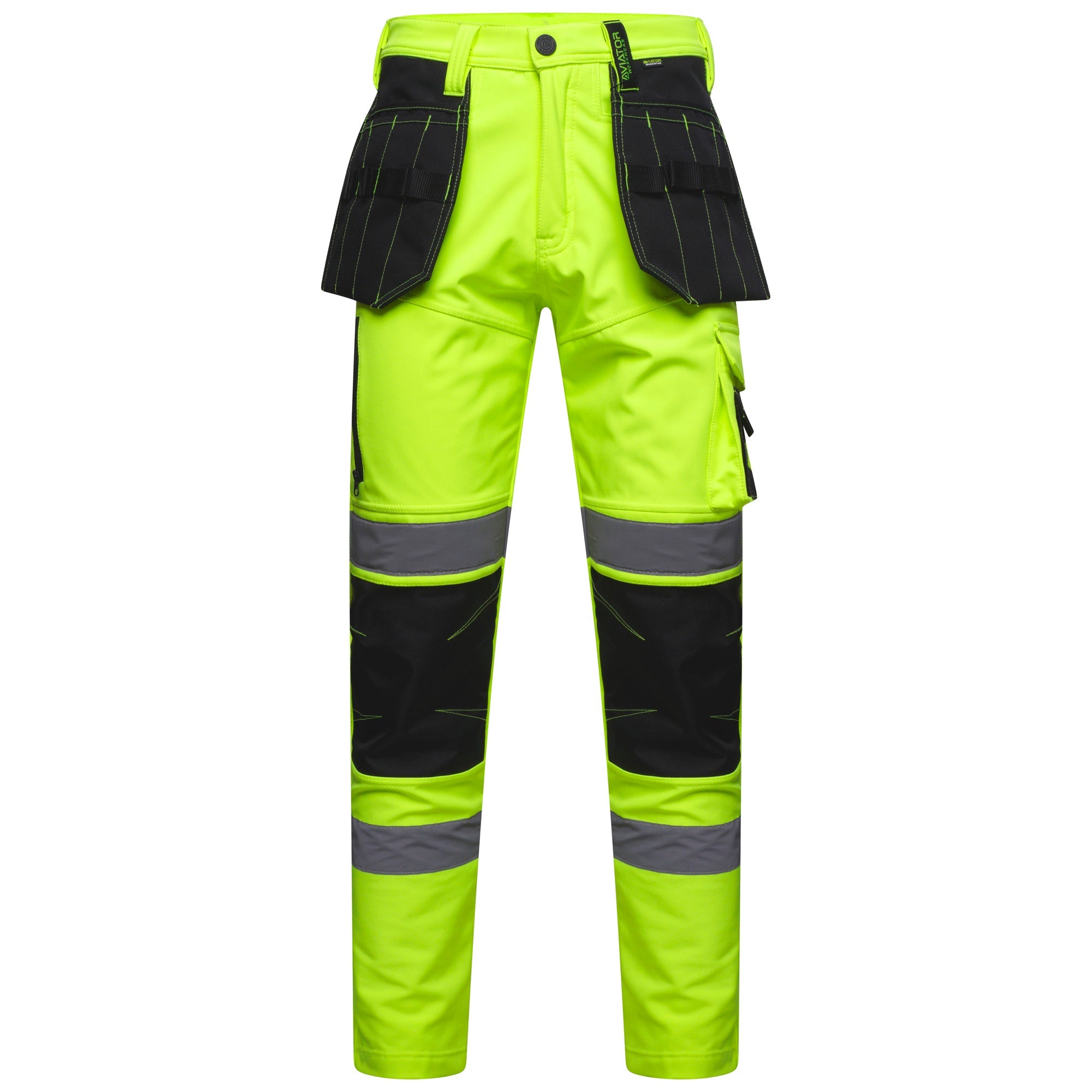 Men's Hi vis Waterproof Softshell cargo Workwear Trousers - Yellow