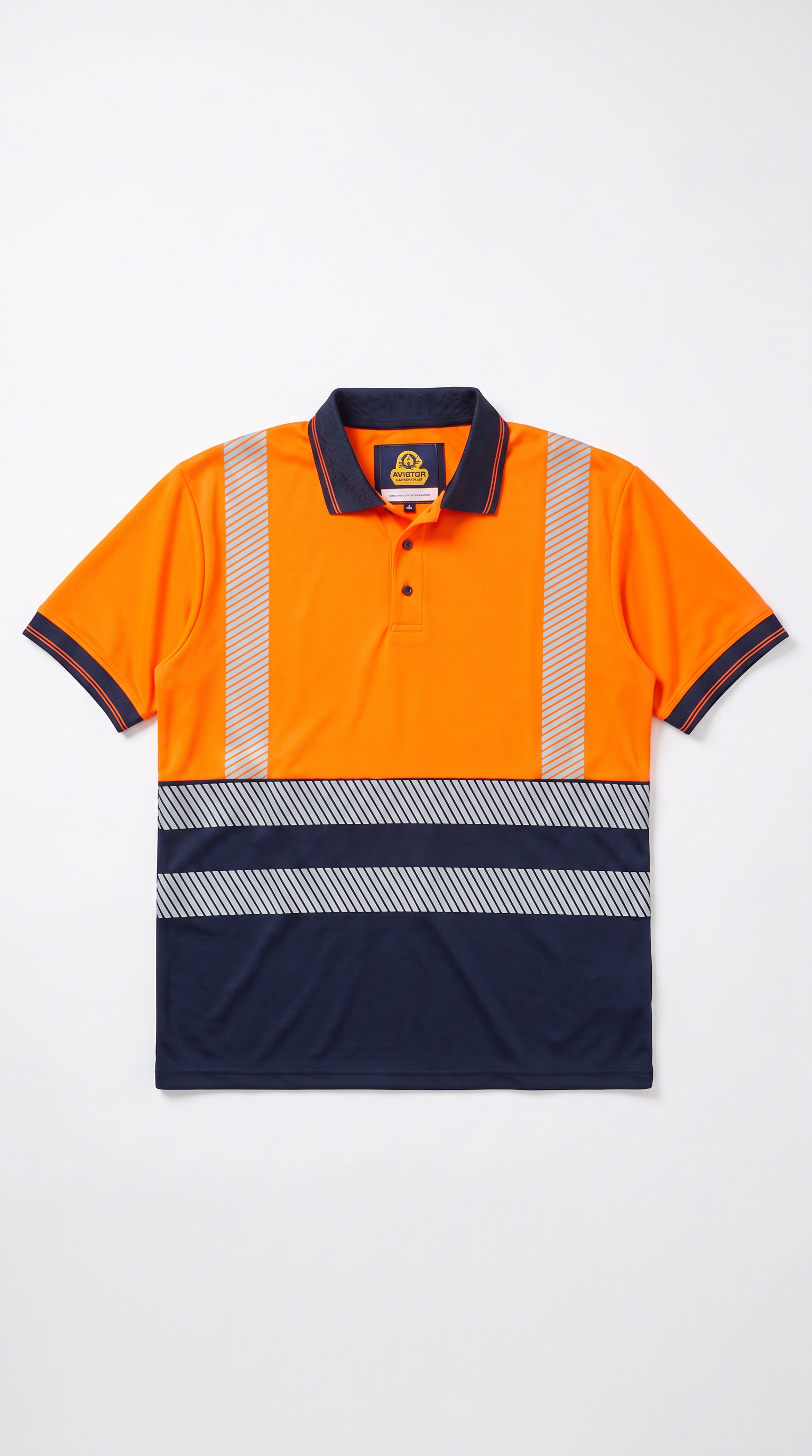 EN ISO 20471 Class 2 Hi-Vis Polo Shirt — Orange/Navy