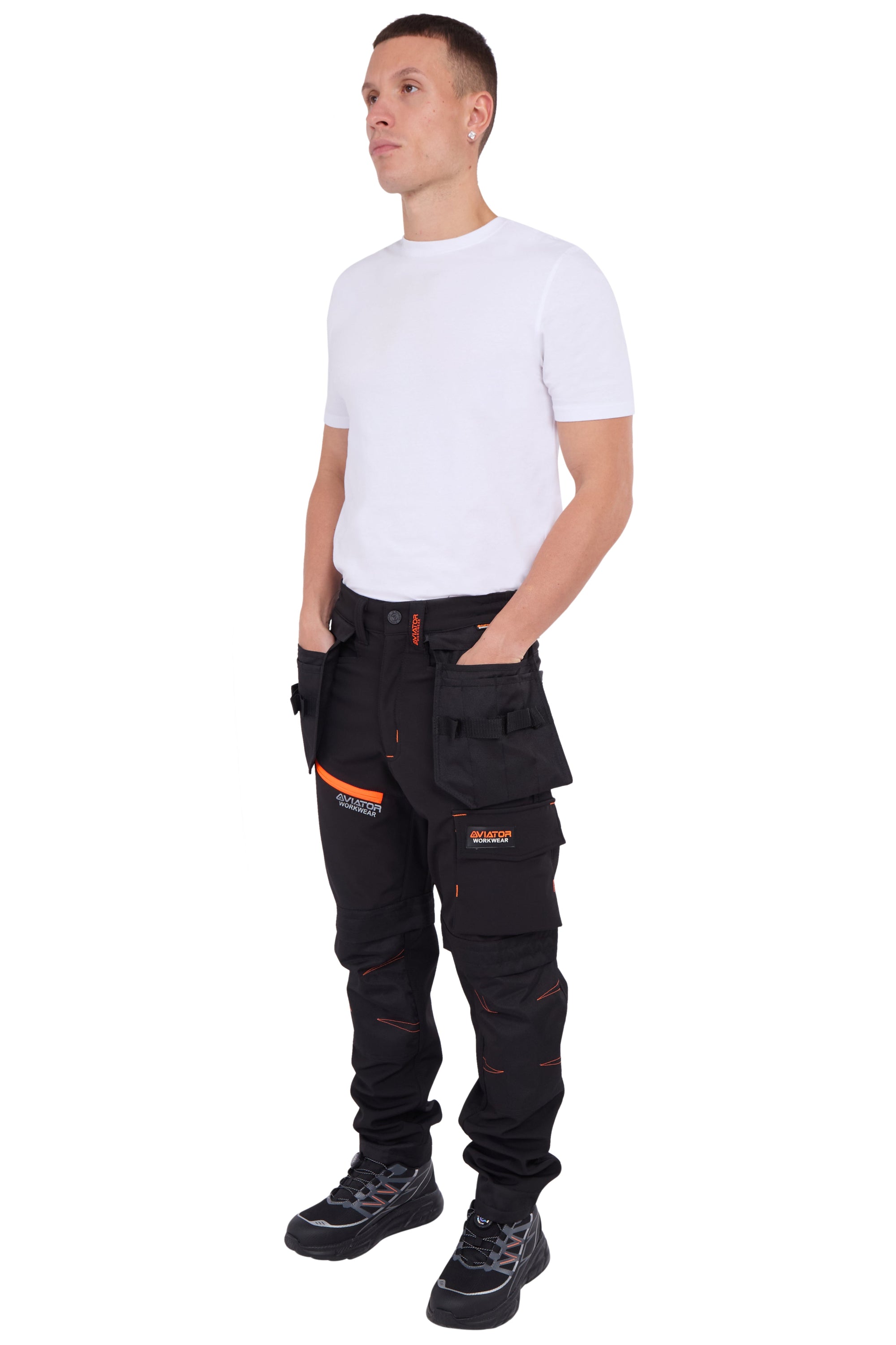 Professional Tactical Threads Strategic Men's polyester 2 IN 1 cargo Workwear Trousers - Black