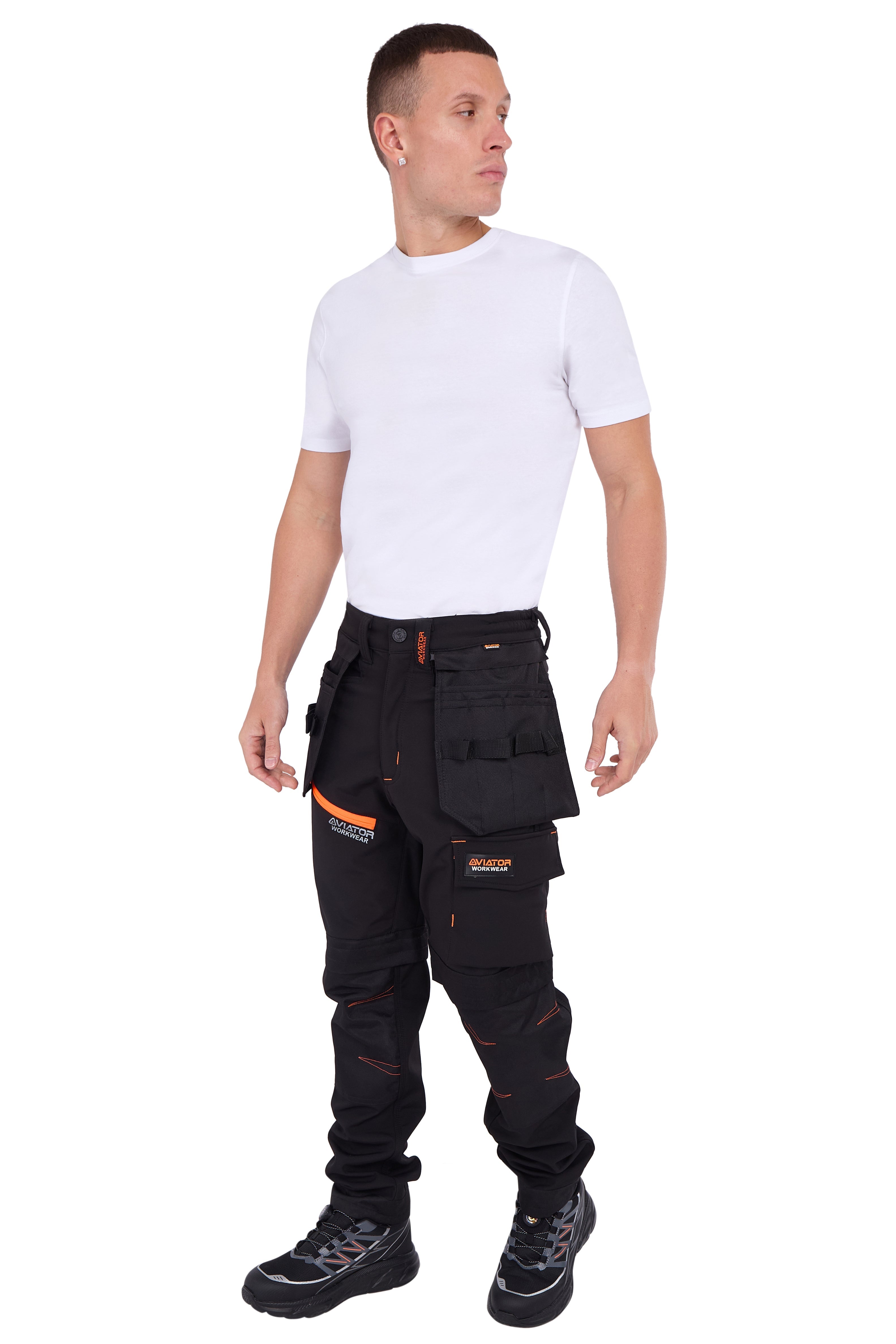 Professional Tactical Threads Strategic Men's polyester 2 IN 1 cargo Workwear Trousers - Black