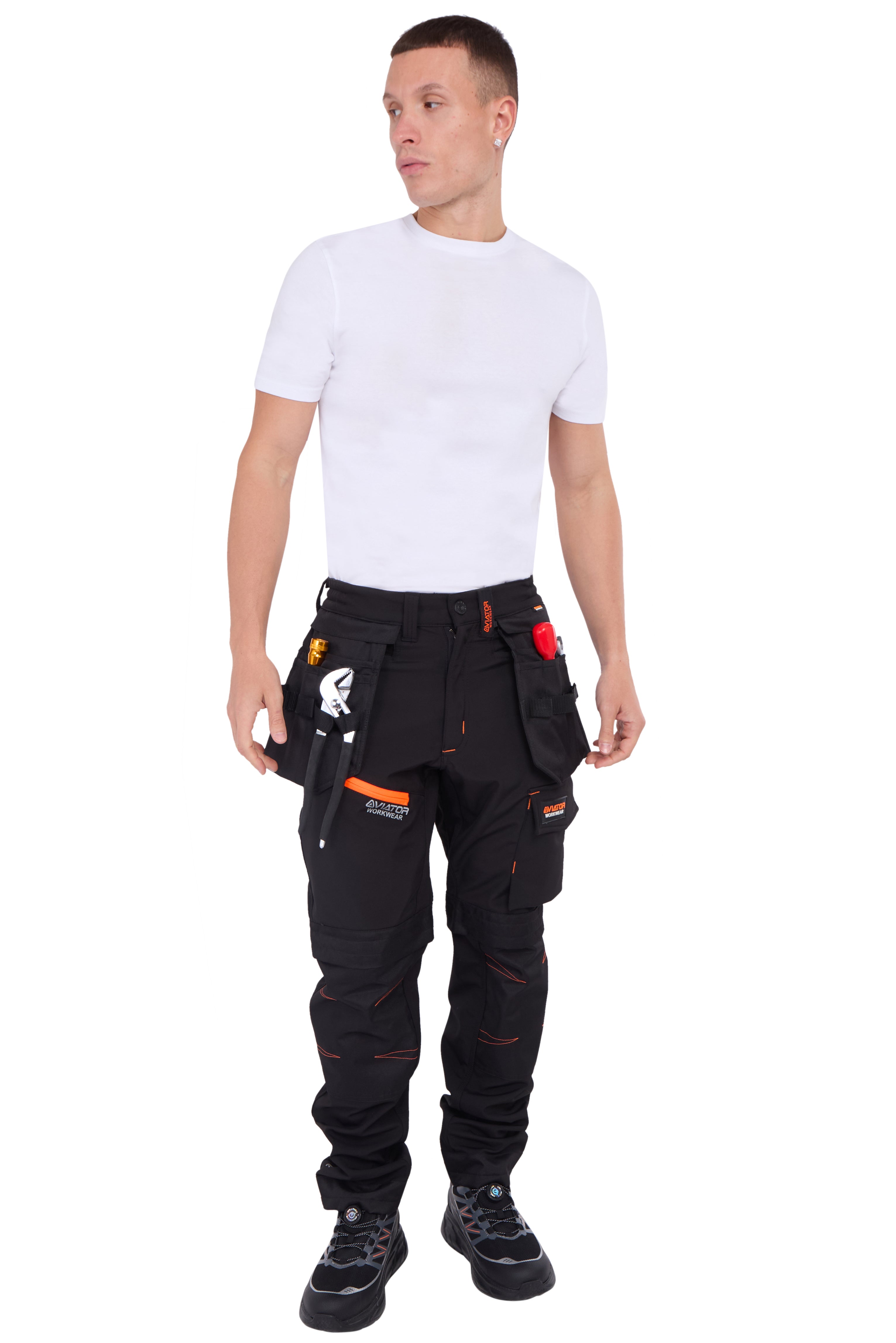 Professional Tactical Threads Strategic Men's polyester 2 IN 1 cargo Workwear Trousers - Black