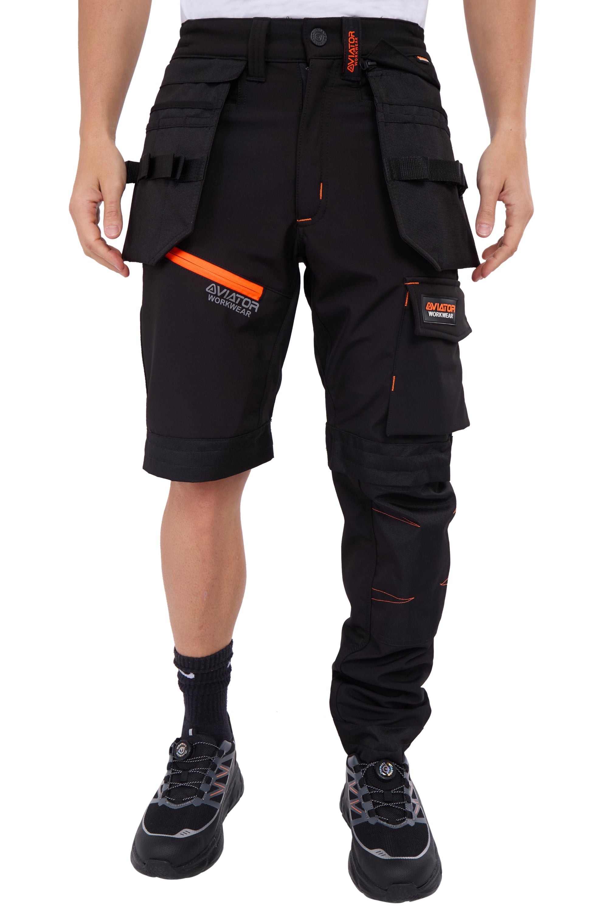 Professional Tactical Threads Strategic Men's polyester 2 IN 1 cargo Workwear Trousers - Black