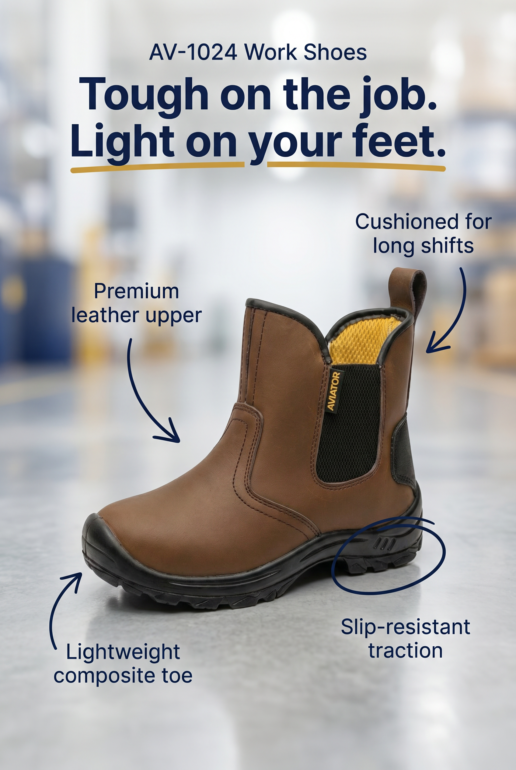 Men's Steel Toe Chelsea Safety Shoes — Slip-On Leather | AV-1024