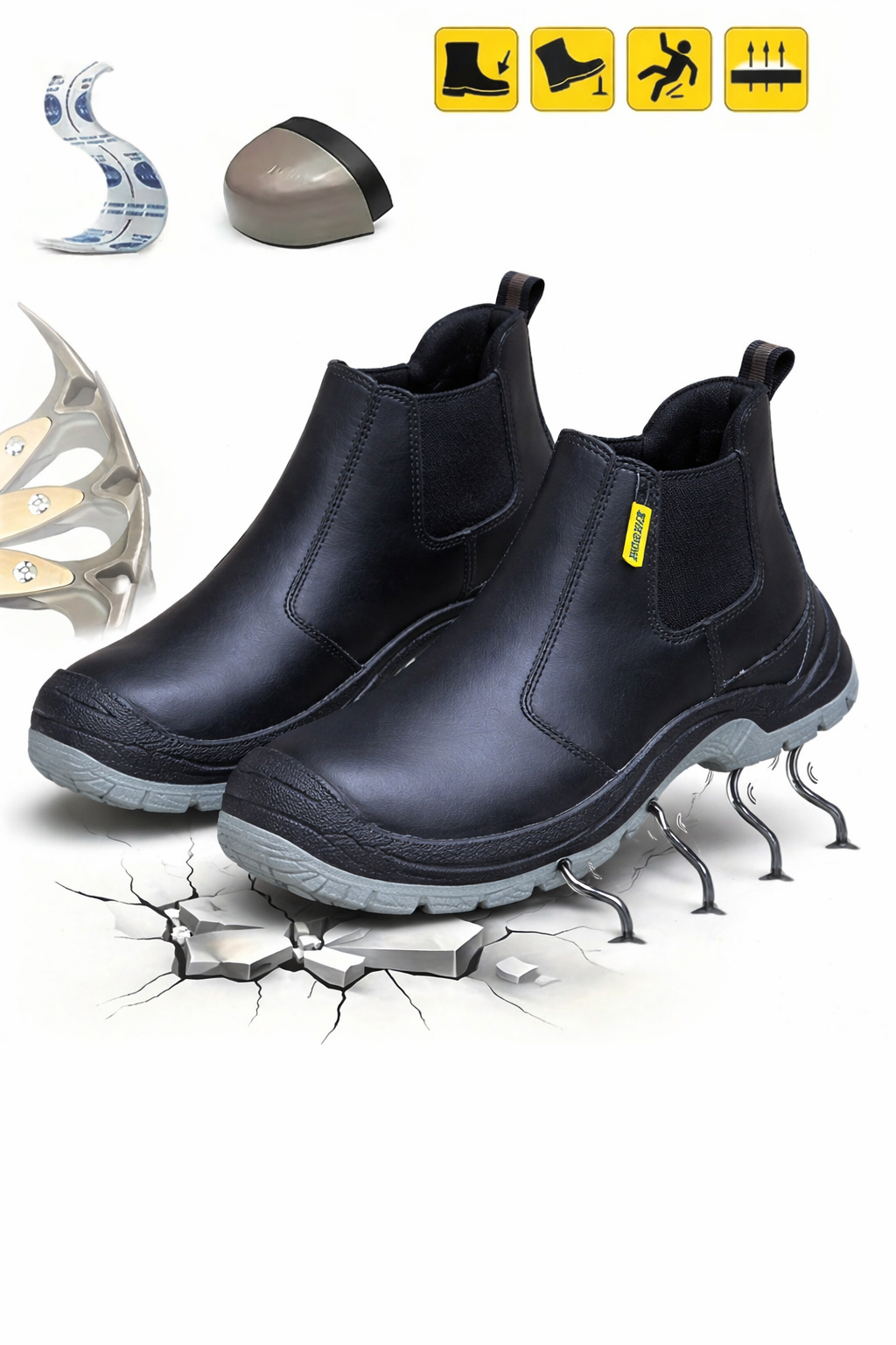 Men's Aviator Workwear Safety Shoes, Professional Steel Toe & Puncture Proof with Air Cushioned & Non Slip Sole - Breathable Shock-Absorbing