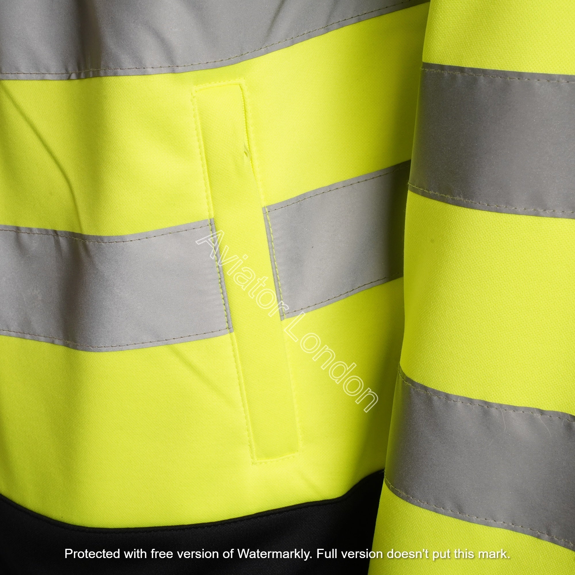 High Vis 4 Pockets Stand Collar Zipper Hoodie - Yellow/Navy