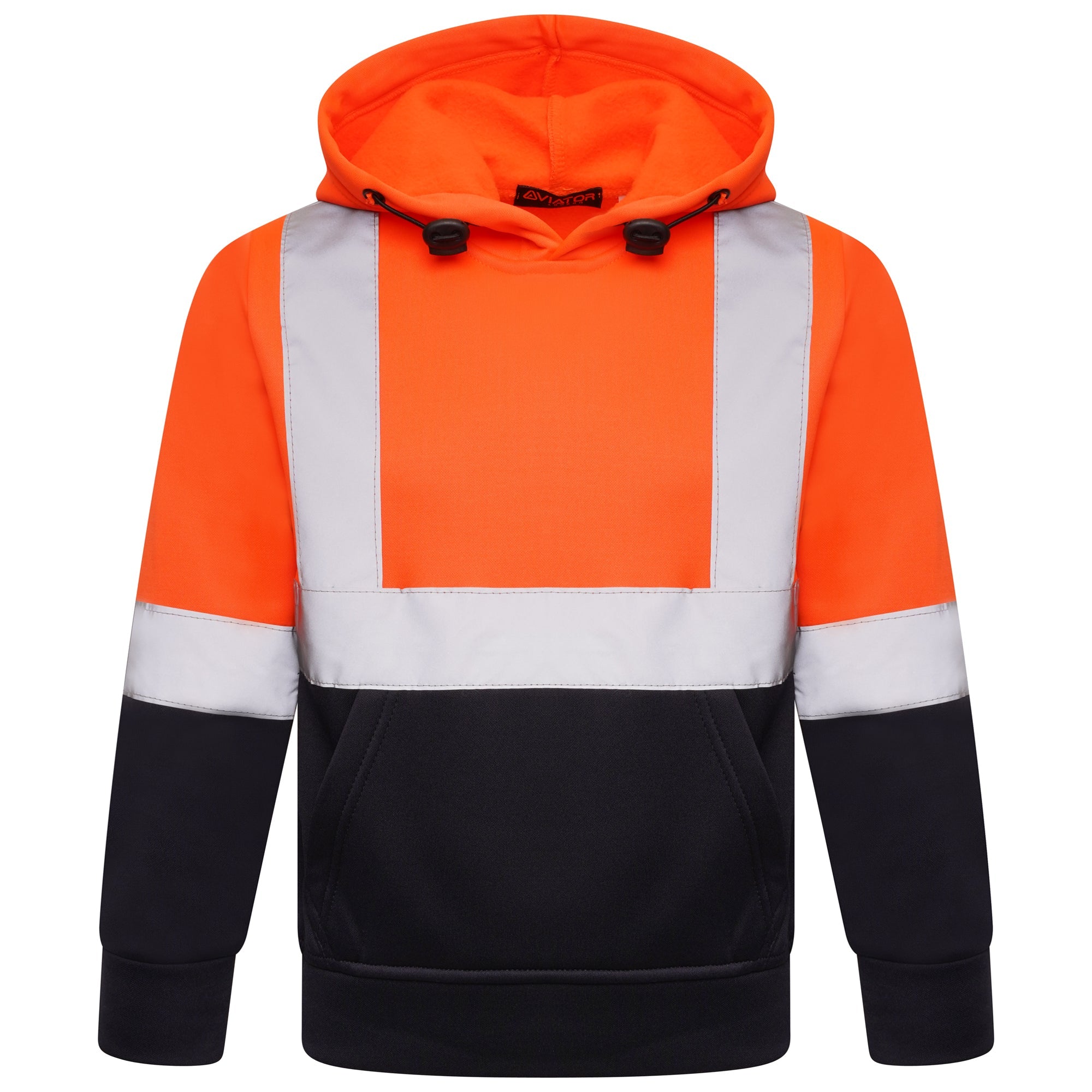 High Vis Kids Pullover Hoodie - Orange/Navy