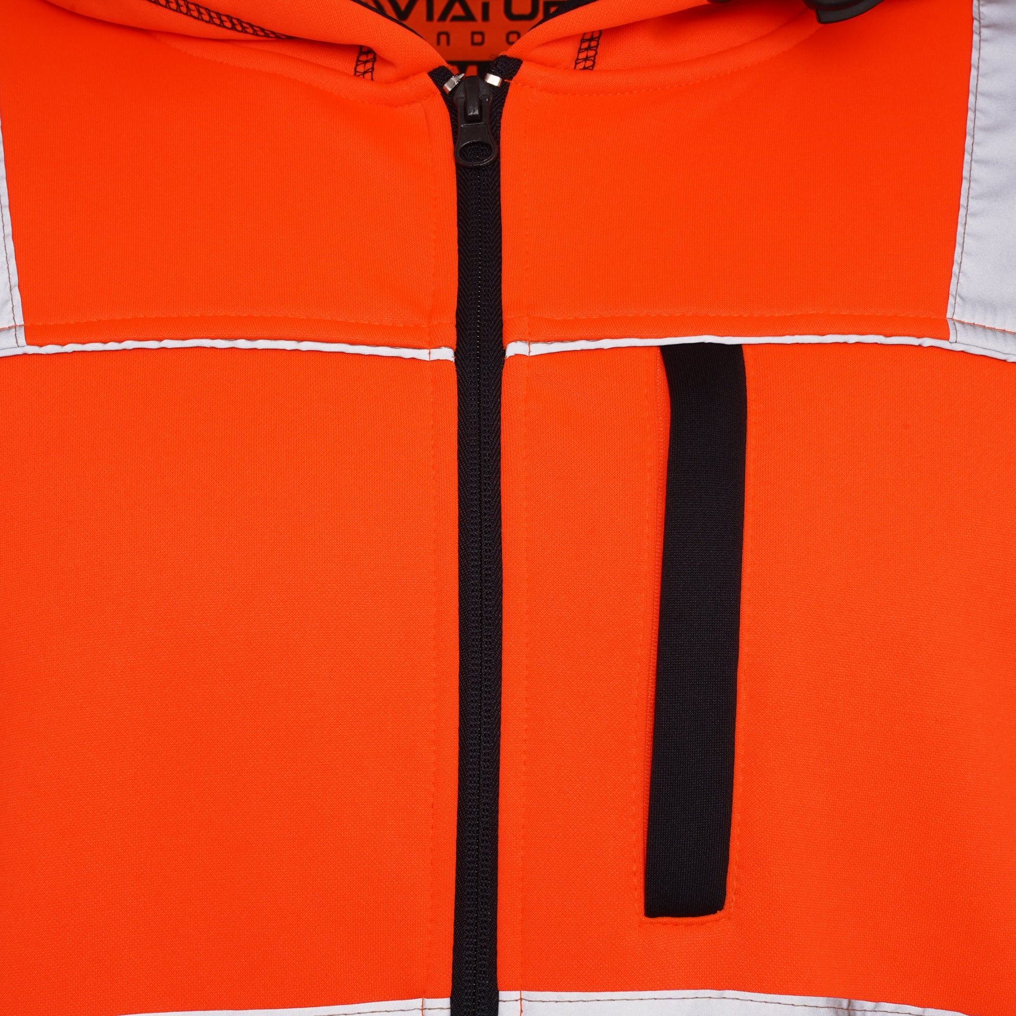 High Vis 4 Pockets Zipper Hoodie - Orange/Navy