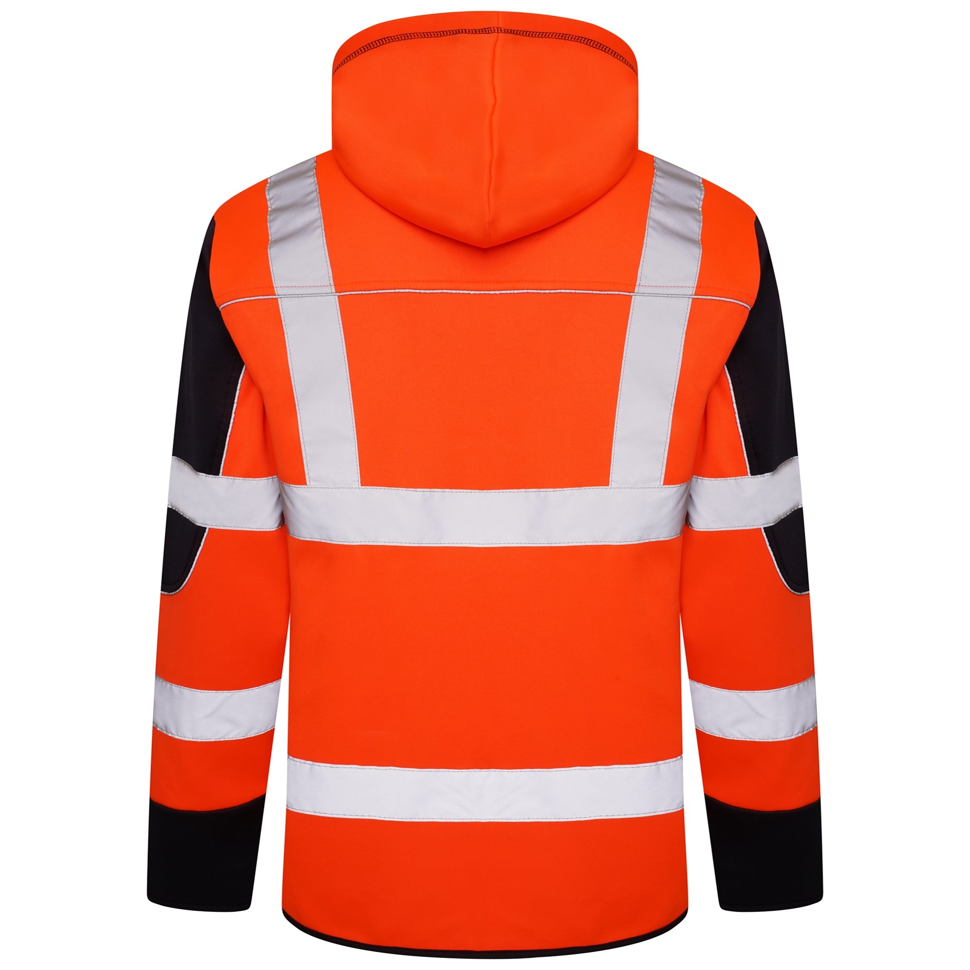 High Vis 4 Pockets  Zipper Hoodie -Orange / Navy