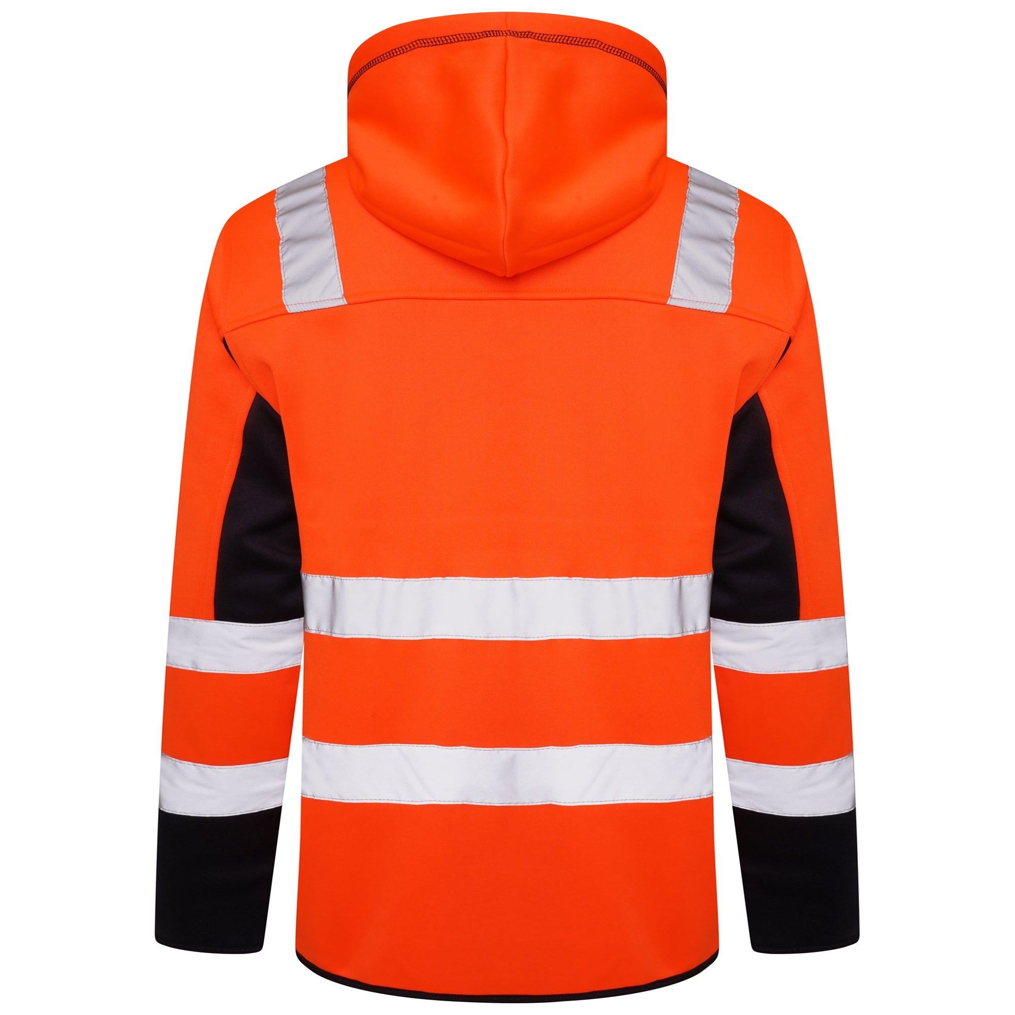 High Vis 2 Long Pockets Pullover Hoodie - Orange/Navy