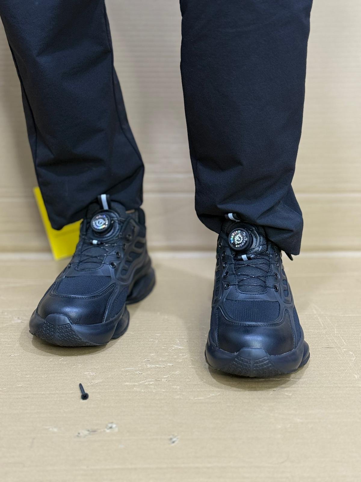 Men's Aviator Workwear Safety Shoes, Professional Steel Toe & Puncture Proof with Air Cushioned & Non Slip Sole - Breathable Shock-Absorbing Black,