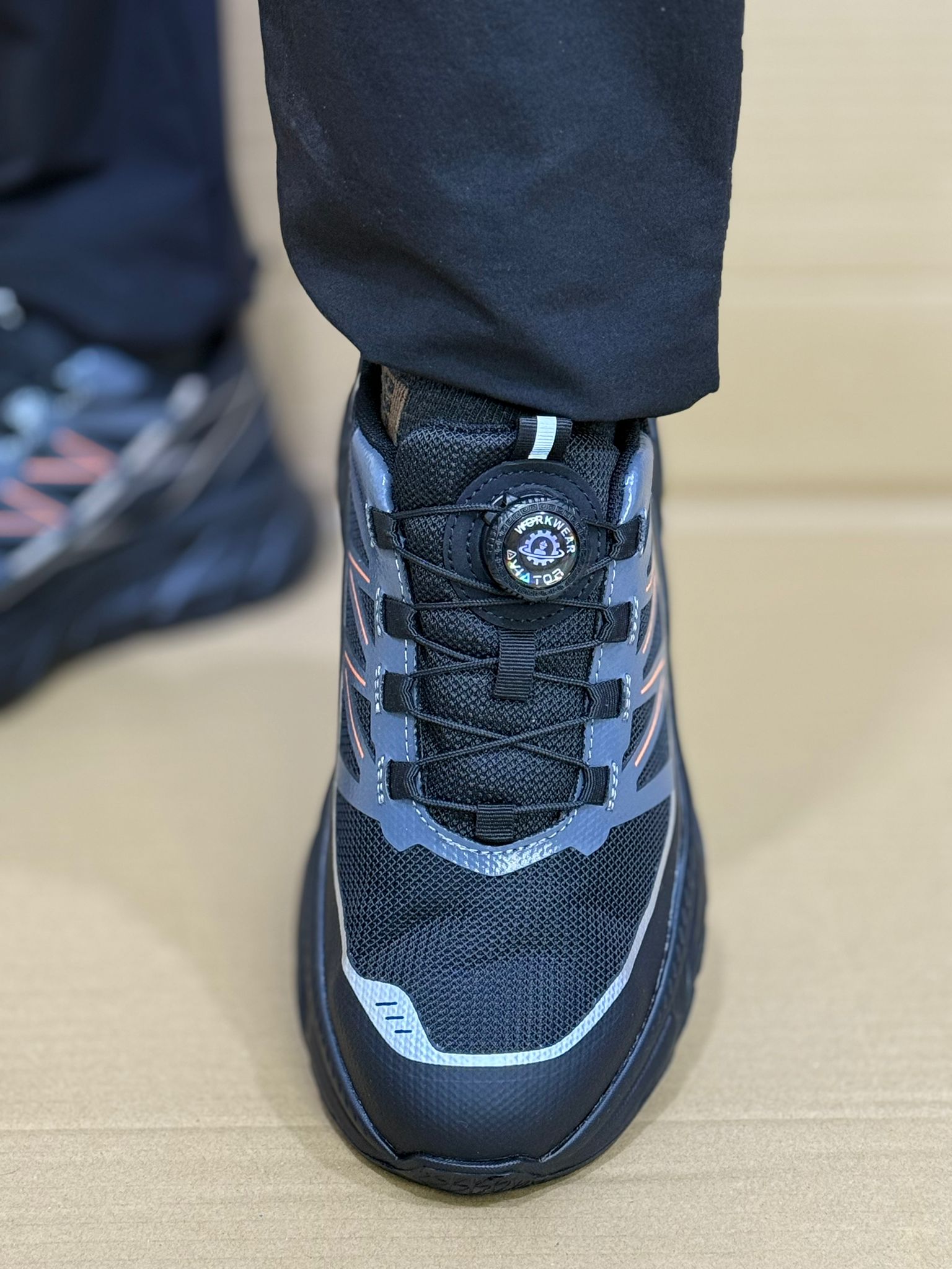 Men's Aviator Workwear Safety Shoes, Professional Steel Toe & Puncture Proof with Air Cushioned & Non Slip Sole - Breathable Shock-Absorbing