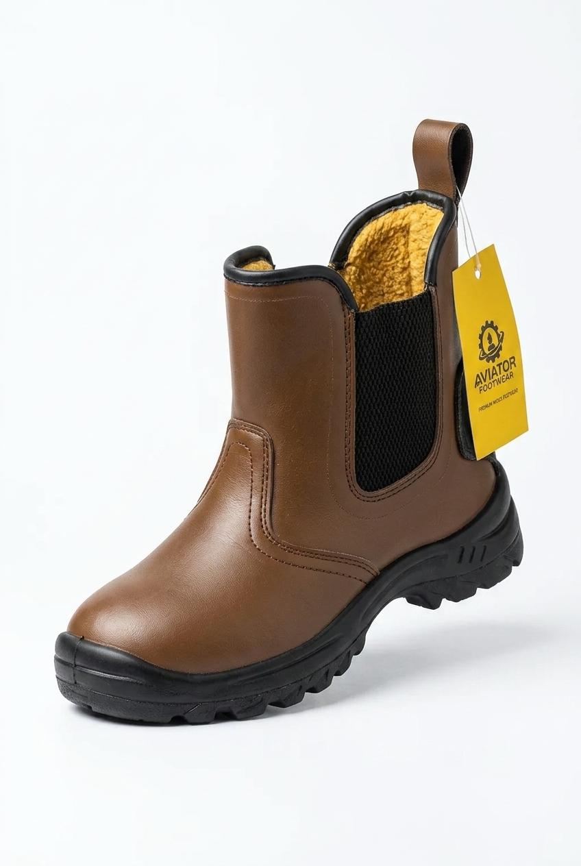 Men's Steel Toe Chelsea Safety Shoes — Slip-On Leather | AV-1024