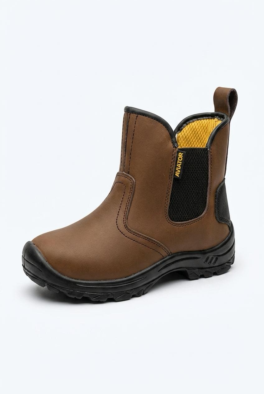 Men's Steel Toe Chelsea Safety Shoes — Slip-On Leather | AV-1024