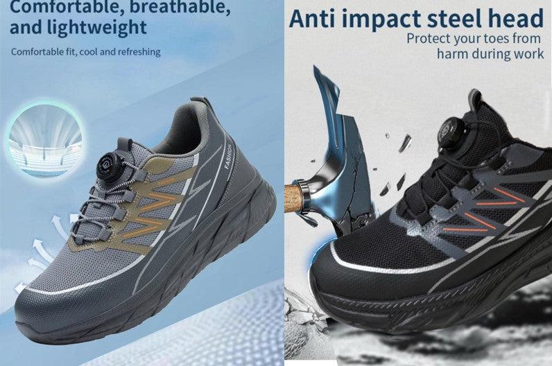 Men's Aviator Workwear Safety Shoes, Professional Steel Toe & Puncture Proof with Air Cushioned & Non Slip Sole - Breathable Shock-Absorbing