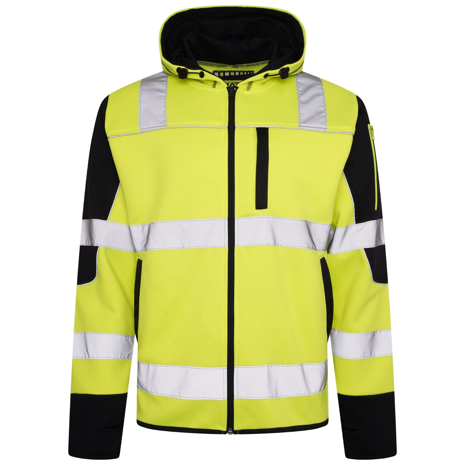 High Vis 4 Pockets  Zipper Hoodie - Yellow / Navy