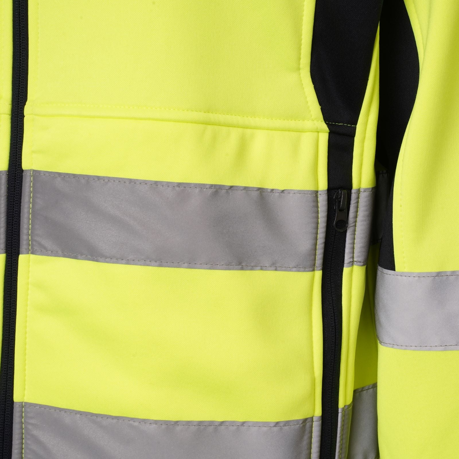 High Vis 2 Side Long Pockets Zipper Hoodie - Yellow / Navy