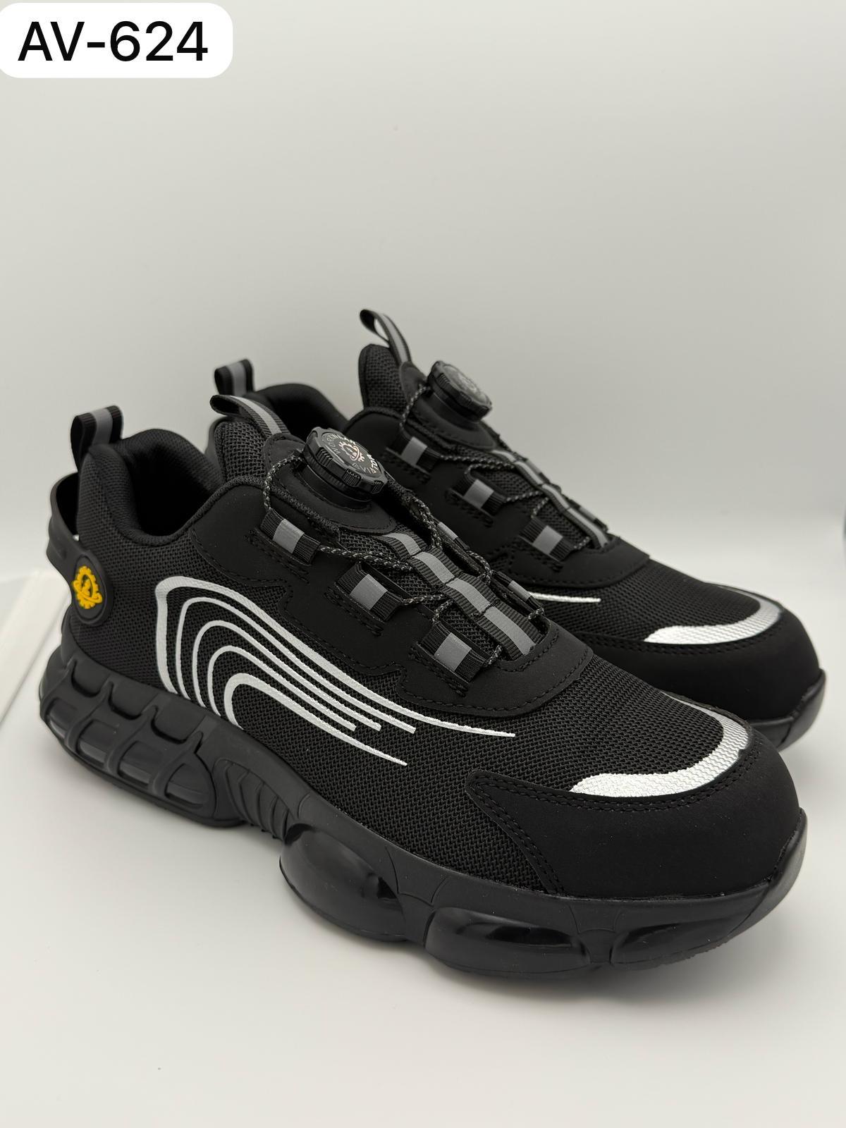 Men's Aviator Workwear Safety Shoes, Professional Steel Toe & Puncture Proof with Air Cushioned & Non Slip Sole - Breathable Shock-Absorbing Black,