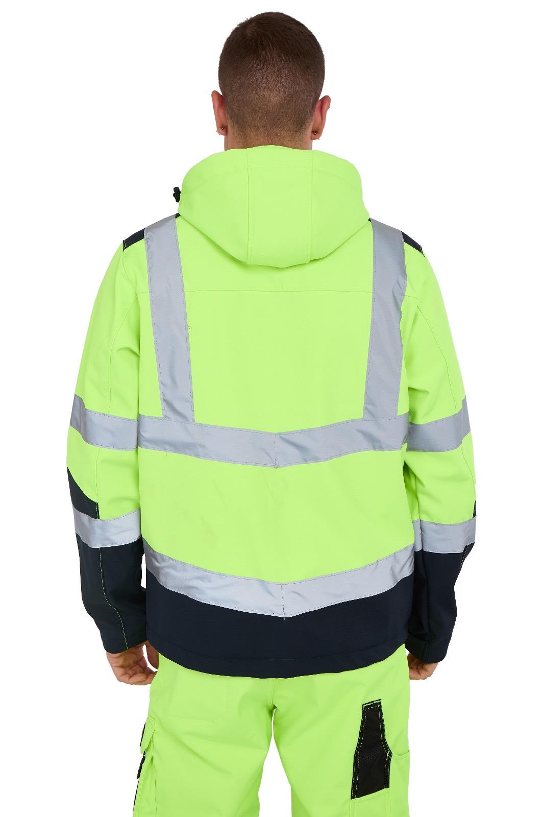 High Vis Softshell Jacket Yellow/Navy Removable Hood