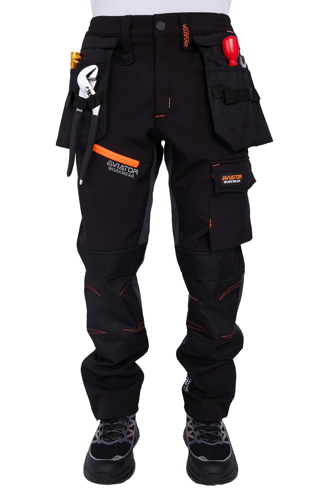 Men's Waterproof  Softshell cargo Workwear Trousers Removeable Pockets