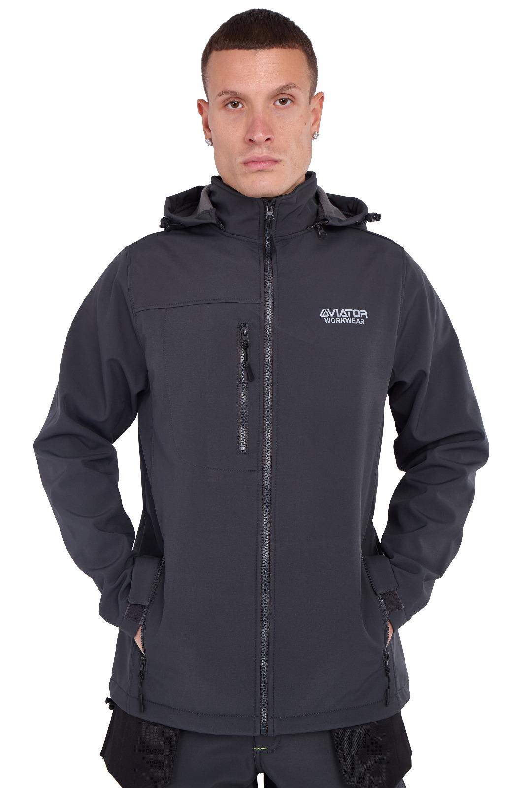 Men's Waterproof  Softshell Jackets Removeable Hoodie with Zip Pockets