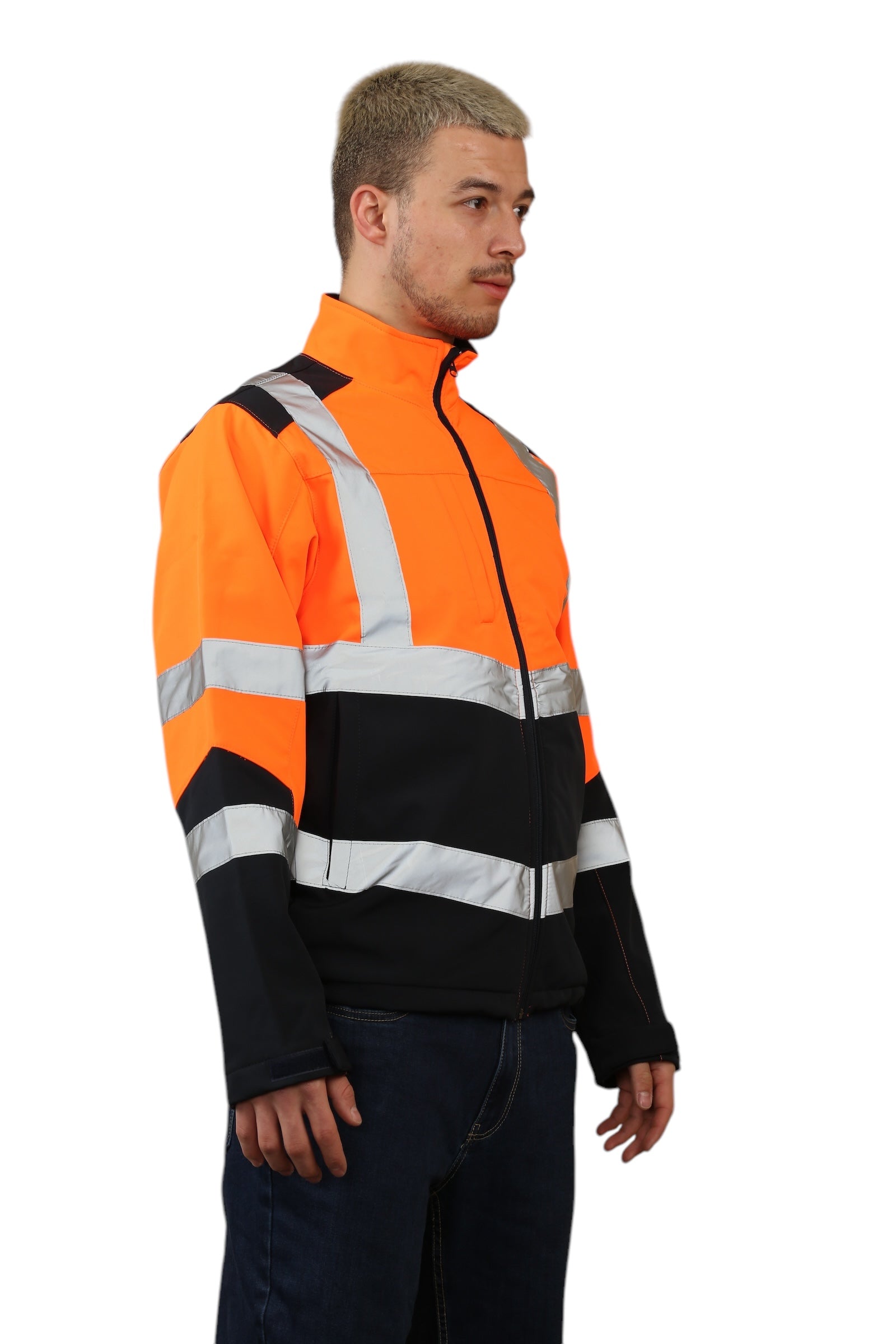 High Vis Softshell waterproof Jacket Removable Hood
