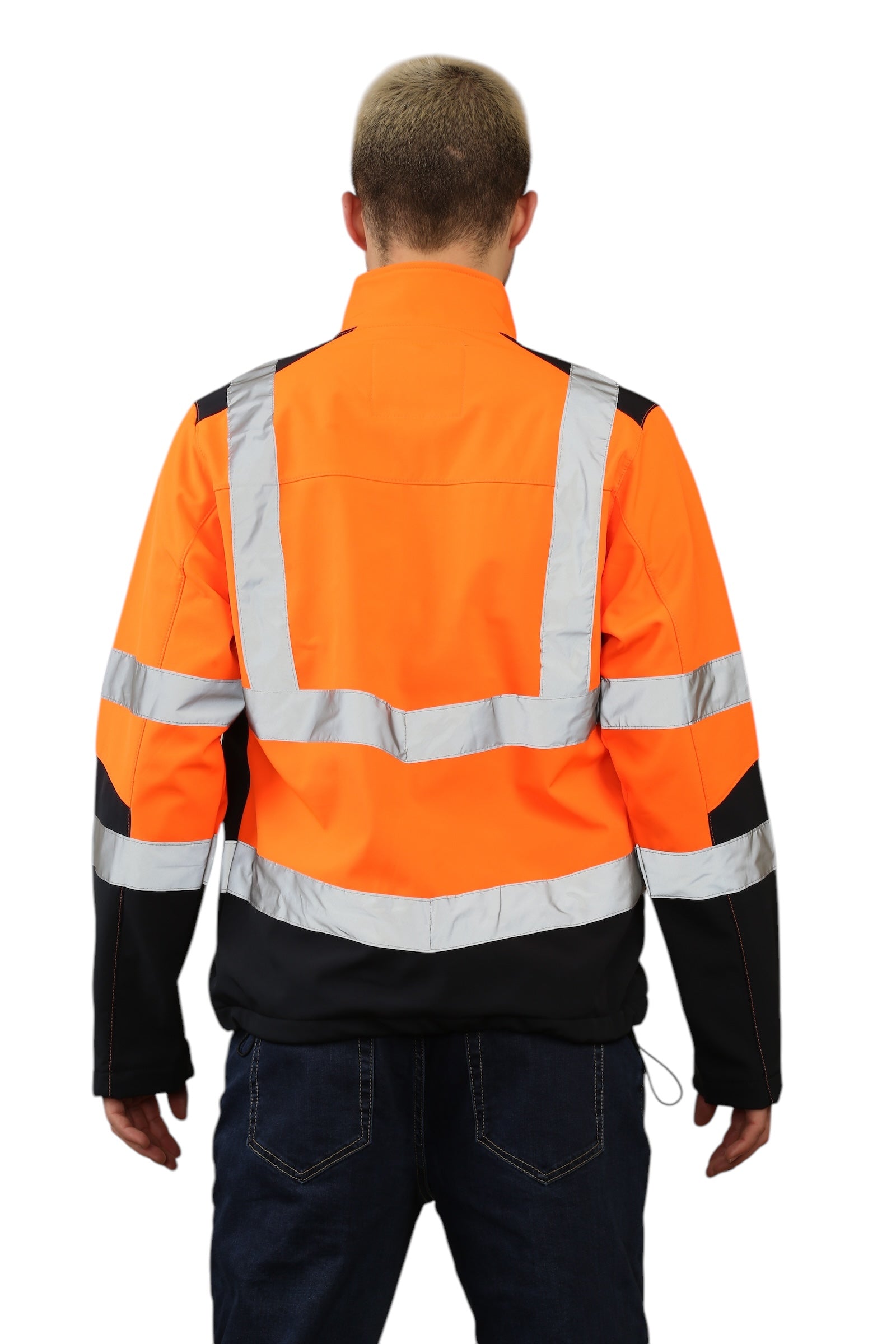 High Vis Softshell waterproof Jacket Removable Hood