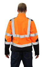 Load image into Gallery viewer, High Vis Softshell waterproof Jacket Removable Hood

