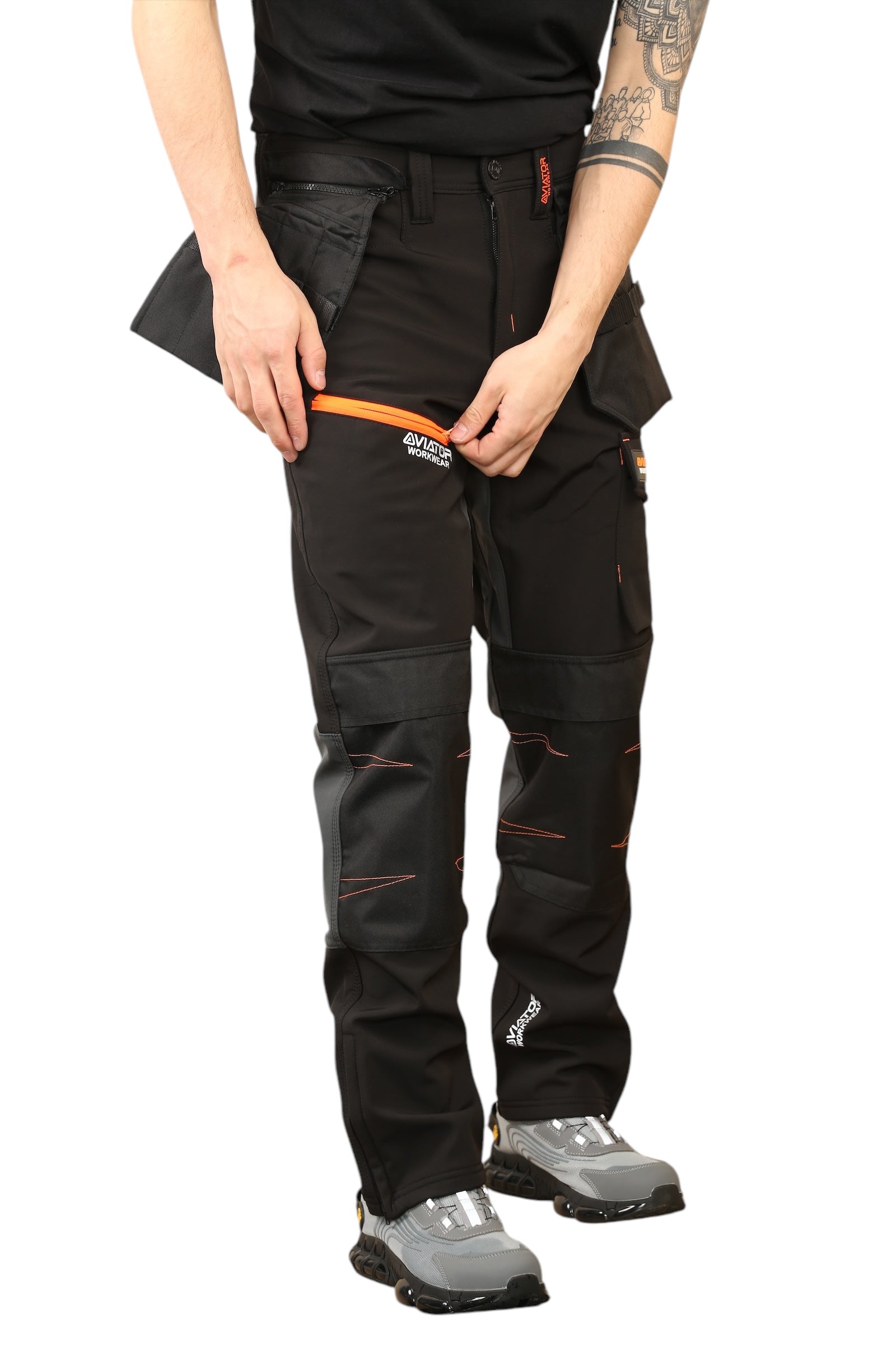Men's Waterproof  Softshell cargo Workwear Trousers Removeable Pockets