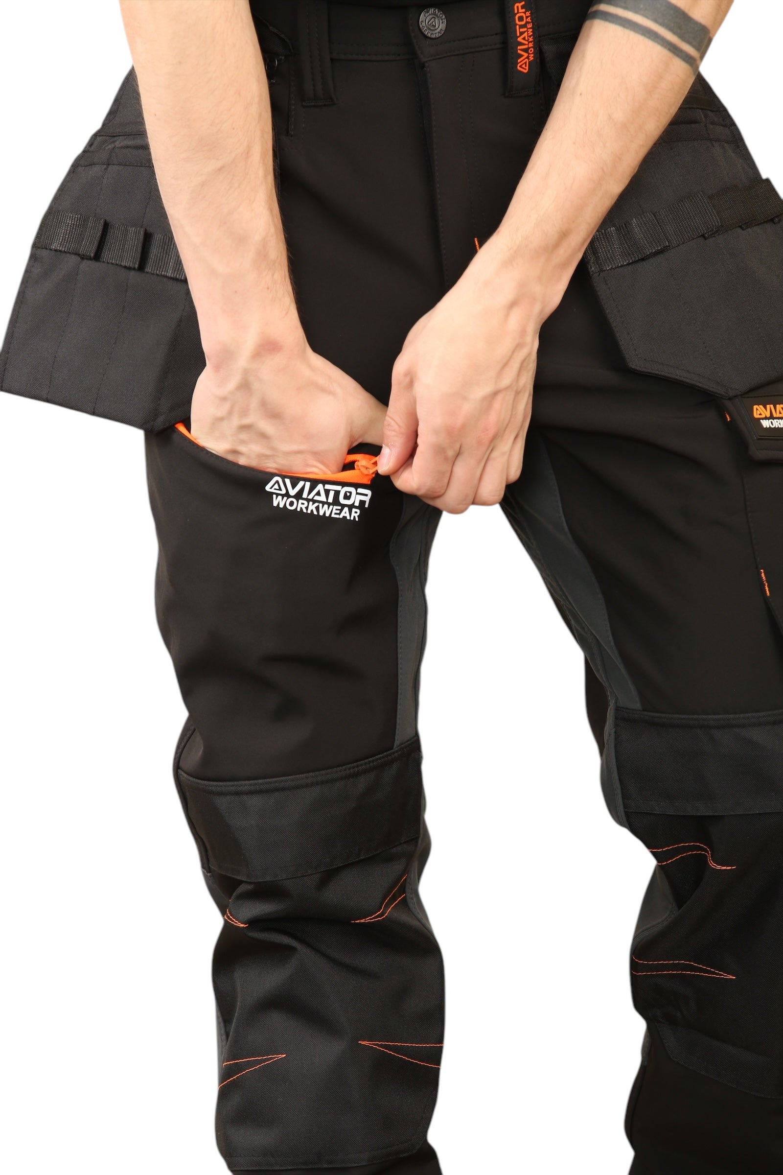 Men's Waterproof  Softshell cargo Workwear Trousers Removeable Pockets