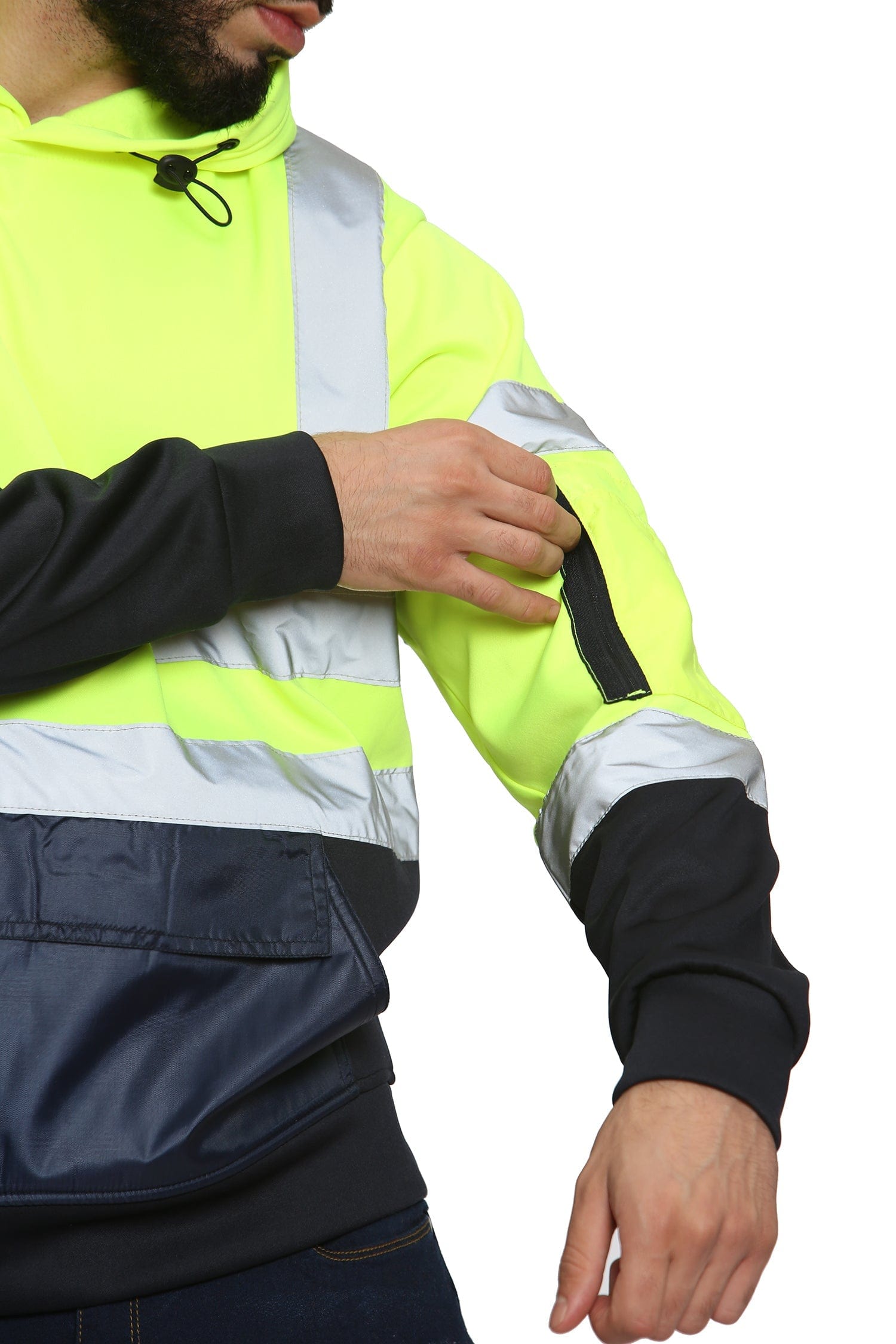 Aviator London Hi Vis Hoodie High Vis 3 Flap Pockets Pullover Hoodies - Yellow/Navy