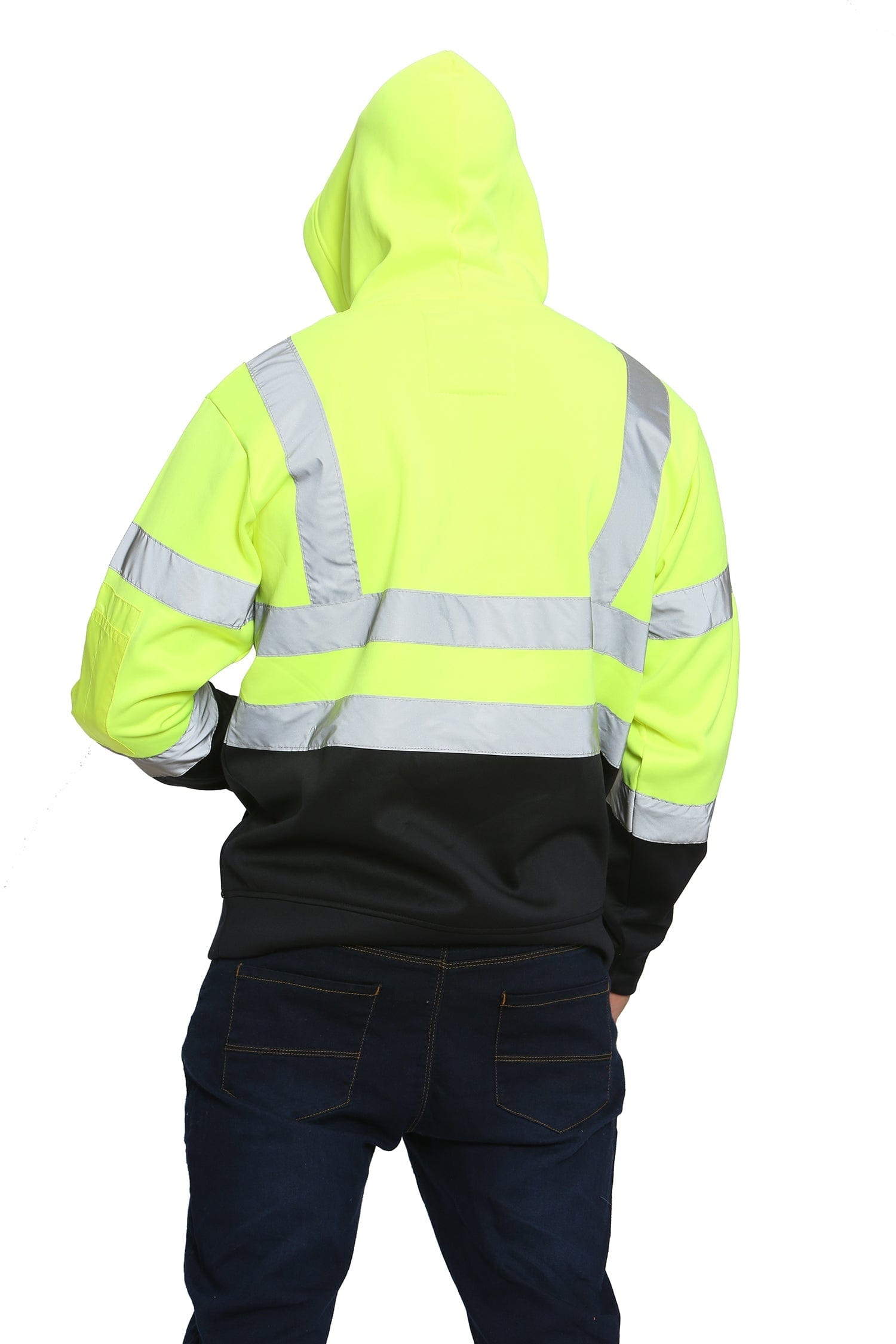 Aviator London Hi Vis Hoodie High Vis 3 Flap Pockets Pullover Hoodies - Yellow/Navy