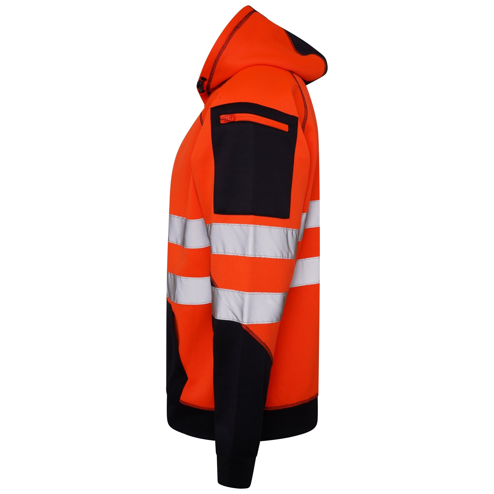 Aviator London Hi Vis Hoodie High Vis 3 Pockets 5 thread Pullover Hoodies - Orange/Navy