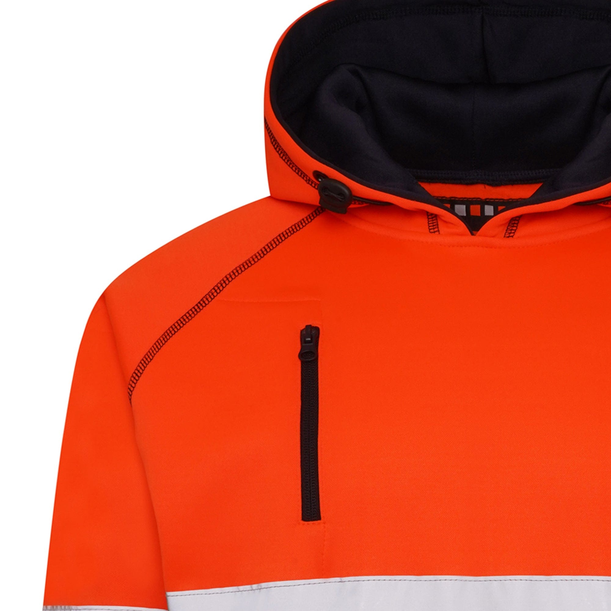 Aviator London Hi Vis Hoodie High Vis 3 Pockets 5 thread Pullover Hoodies - Orange/Navy
