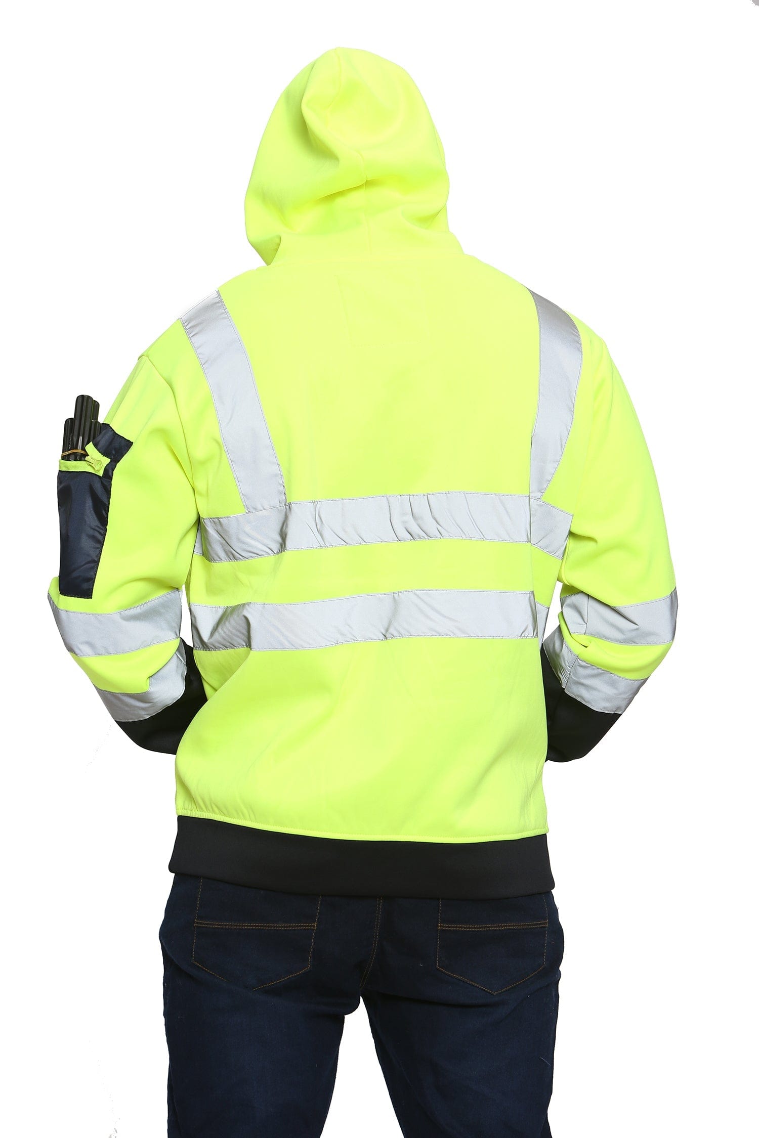 Aviator London Hi Vis Hoodie High Vis 3 Zip Pockets Pullover Hoodies - Yellow/Navy
