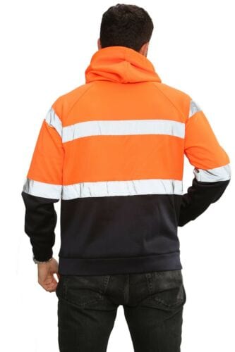 Aviator Work Wear High Vis EN ISO 20471 Class 3 - Orange/Navy 6 Pockets Pullover Hoodie