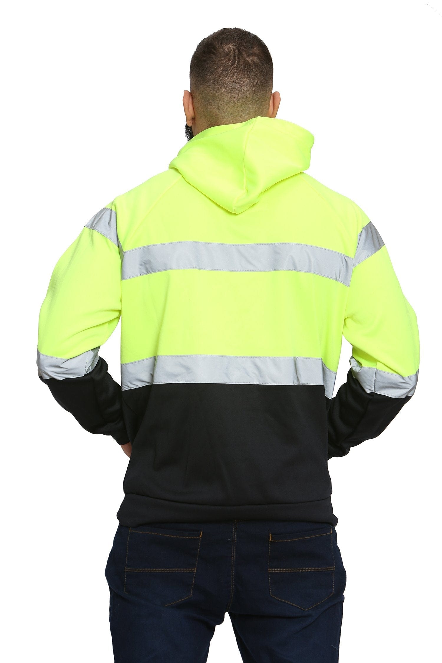 Aviator Work Wear High Vis EN ISO 20471 Class 3 - Yellow/Navy 6 Pockets Pullover Hoodie