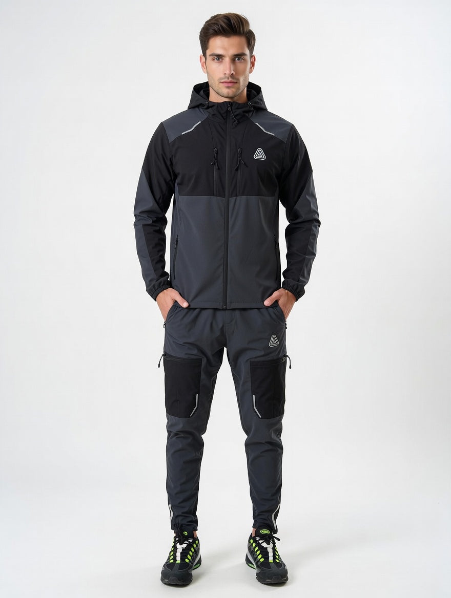 Men’s Premium Hooded Tracksuit – Lightweight Athletic Jacket & Cargo Jogger Set