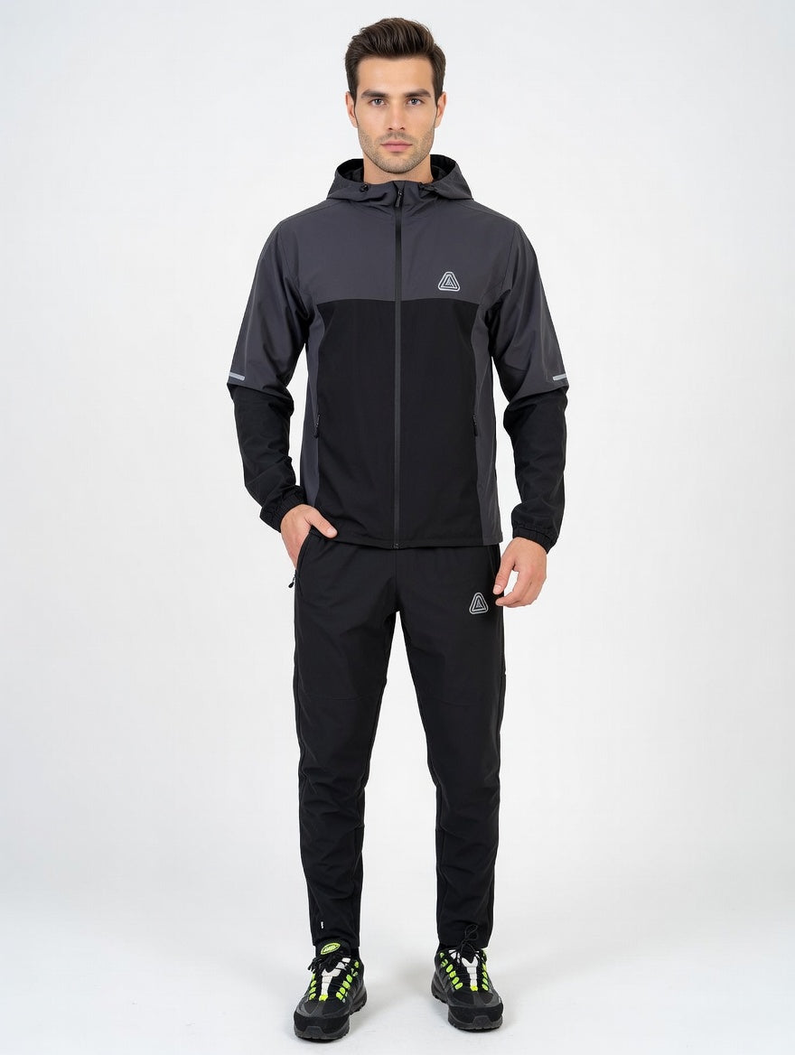 Men’s Performance Hooded Tracksuit – Lightweight Sports Jacket & Training Pants Set