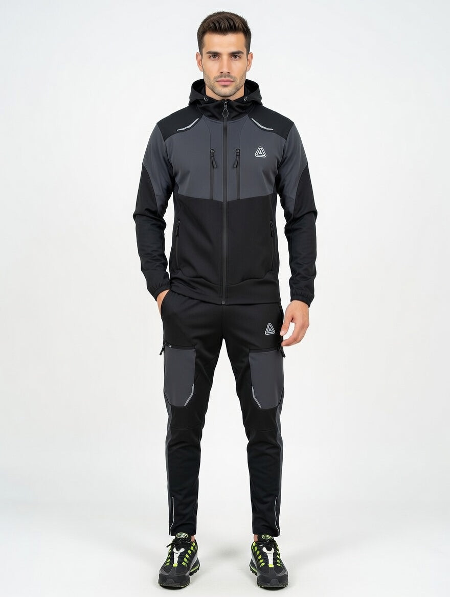Men’s Premium Hooded Tracksuit – Lightweight Athletic Jacket & Cargo Jogger Set