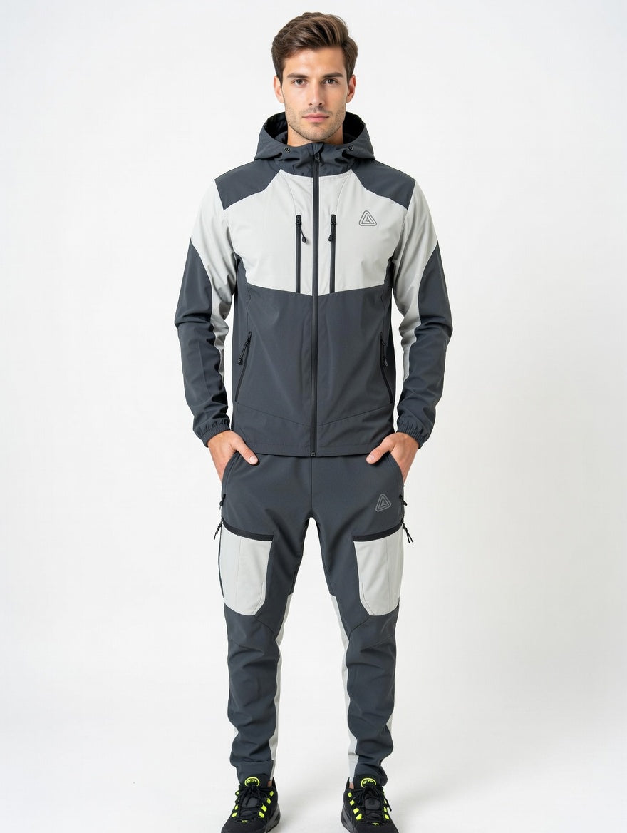 Men’s Premium Hooded Tracksuit – Lightweight Athletic Jacket & Cargo Jogger Set