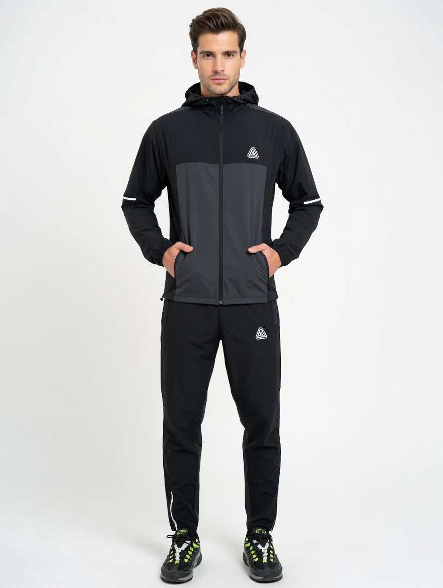 Men’s Performance Hooded Tracksuit – Lightweight Sports Jacket & Training Pants Set